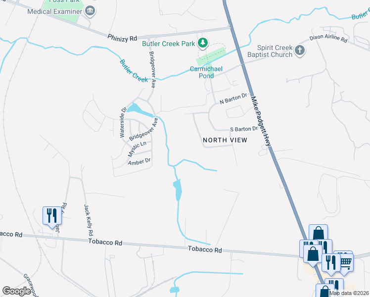 map of restaurants, bars, coffee shops, grocery stores, and more near 1912 Pine Hollow Drive in Augusta