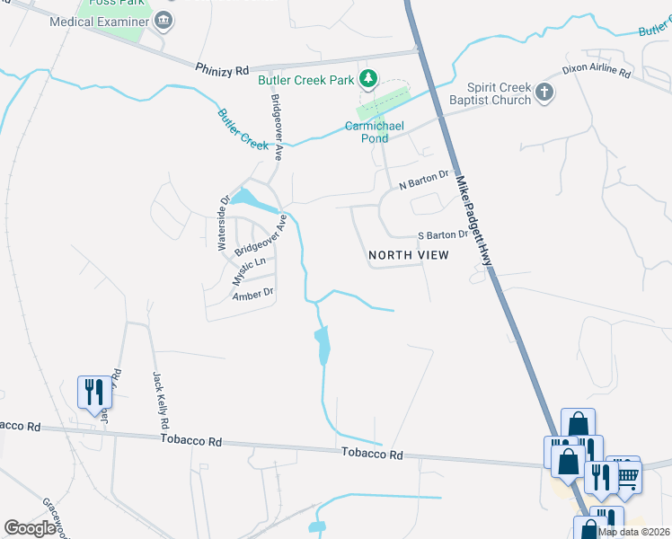 map of restaurants, bars, coffee shops, grocery stores, and more near 1912 Pine Hollow Drive in Augusta