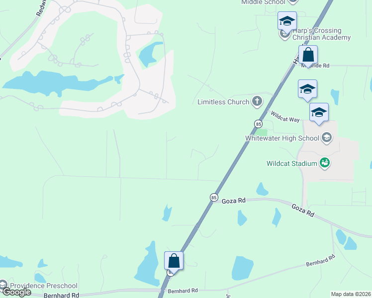 map of restaurants, bars, coffee shops, grocery stores, and more near 140 Thomas Trail in Fayetteville