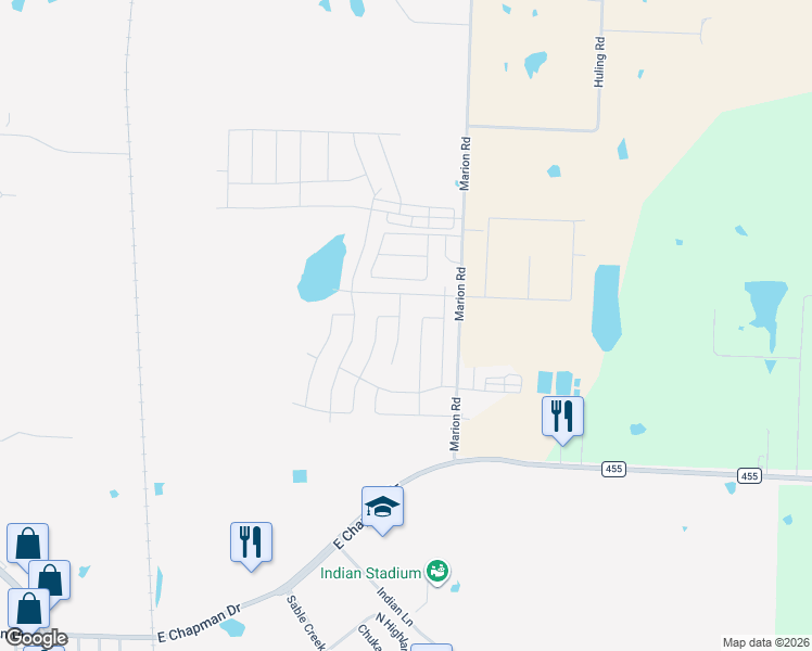 map of restaurants, bars, coffee shops, grocery stores, and more near 4017 High Plains Drive in Sanger