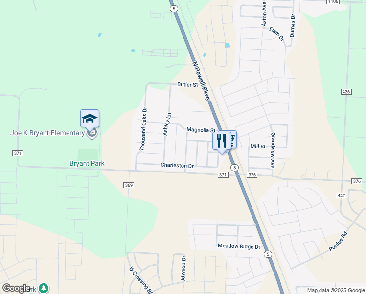 map of restaurants, bars, coffee shops, grocery stores, and more near 2613 Mitchell Way in Anna
