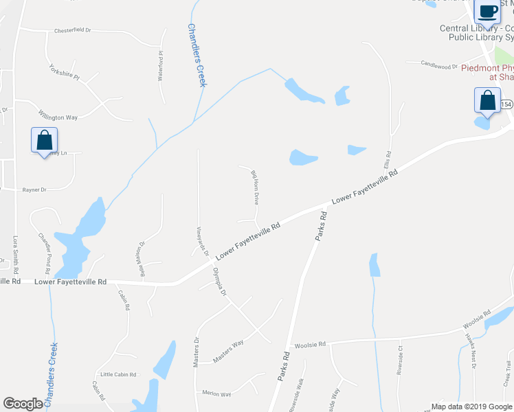 map of restaurants, bars, coffee shops, grocery stores, and more near 145 Big Horn Drive in Newnan