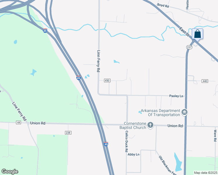 map of restaurants, bars, coffee shops, grocery stores, and more near 45 Old Blackman Ferry Road in Texarkana