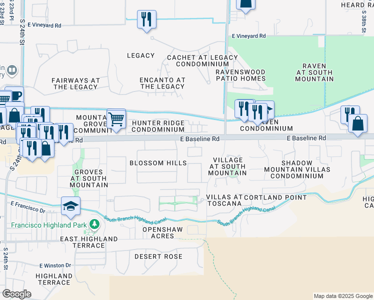 map of restaurants, bars, coffee shops, grocery stores, and more near 7706 South 31st Place in Phoenix