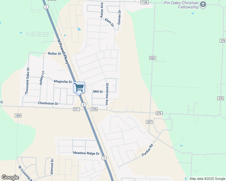 map of restaurants, bars, coffee shops, grocery stores, and more near 213 Mill Street in Anna