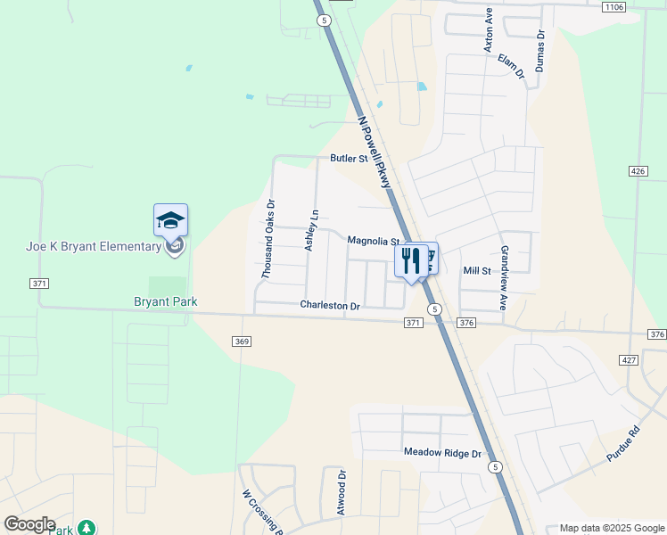 map of restaurants, bars, coffee shops, grocery stores, and more near 2704 Plantation Drive in Anna