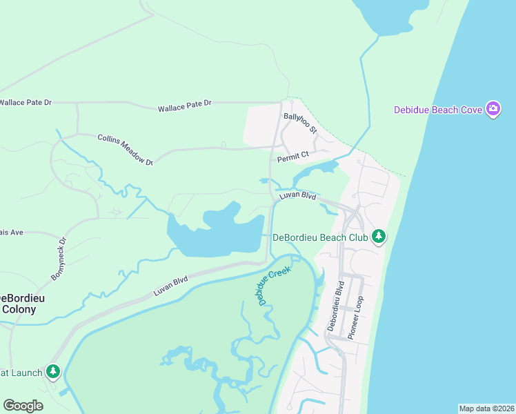 map of restaurants, bars, coffee shops, grocery stores, and more near Royal Tern Court in DeBordieu Colony