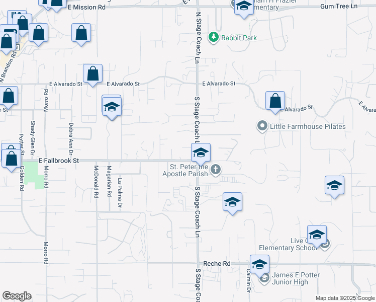 map of restaurants, bars, coffee shops, grocery stores, and more near 1451 Vía Lima in Fallbrook