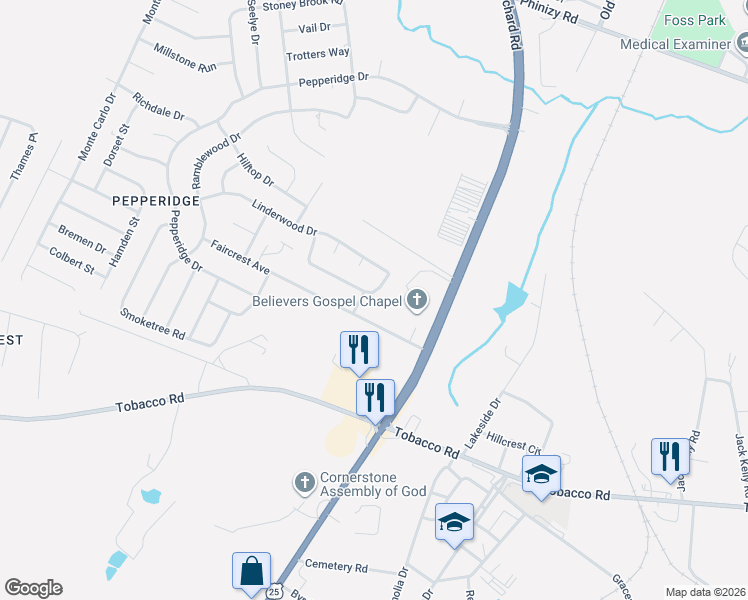 map of restaurants, bars, coffee shops, grocery stores, and more near 3006 Miranda Road in Augusta