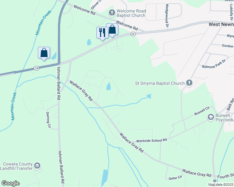 map of restaurants, bars, coffee shops, grocery stores, and more near Armour Pass in Coweta County