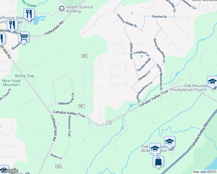 map of restaurants, bars, coffee shops, grocery stores, and more near 5321 Cottage Circle in Birmingham