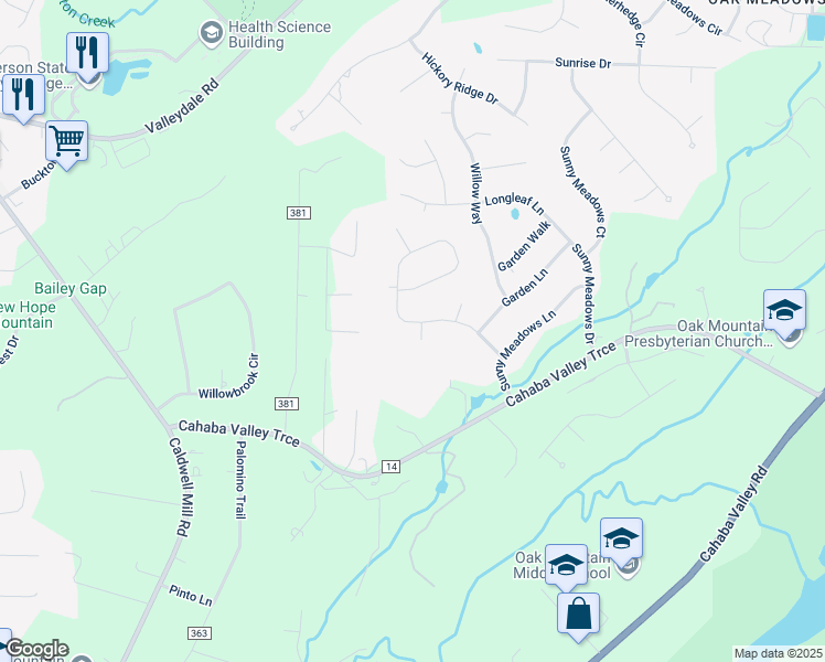 map of restaurants, bars, coffee shops, grocery stores, and more near 5321 Cottage Circle in Birmingham