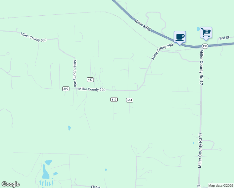 map of restaurants, bars, coffee shops, grocery stores, and more near 695 Miller County 290 in Texarkana