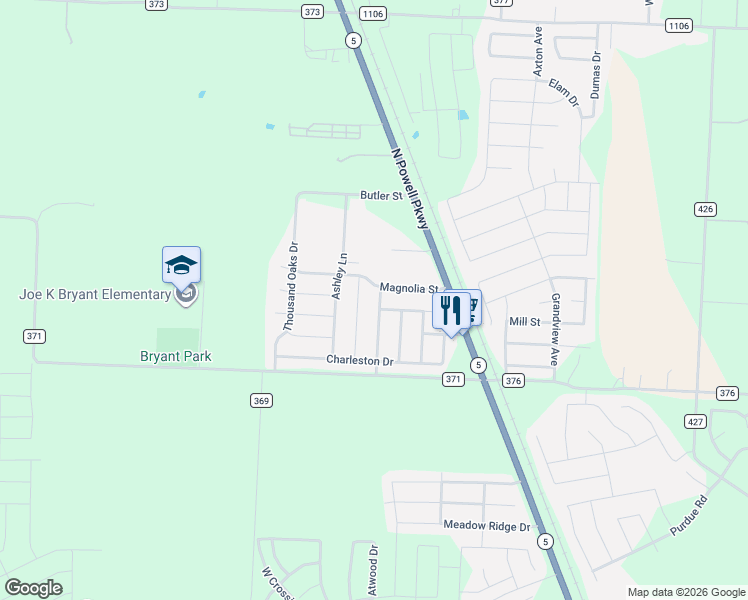map of restaurants, bars, coffee shops, grocery stores, and more near 2817 Mitchell Lane in Anna
