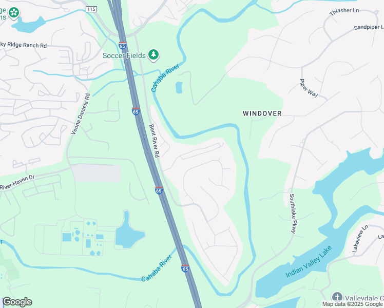 map of restaurants, bars, coffee shops, grocery stores, and more near 1581 Bent River Circle in Birmingham