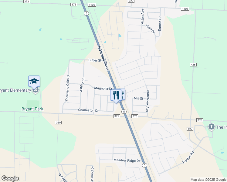 map of restaurants, bars, coffee shops, grocery stores, and more near 101 Magnolia Street in Anna