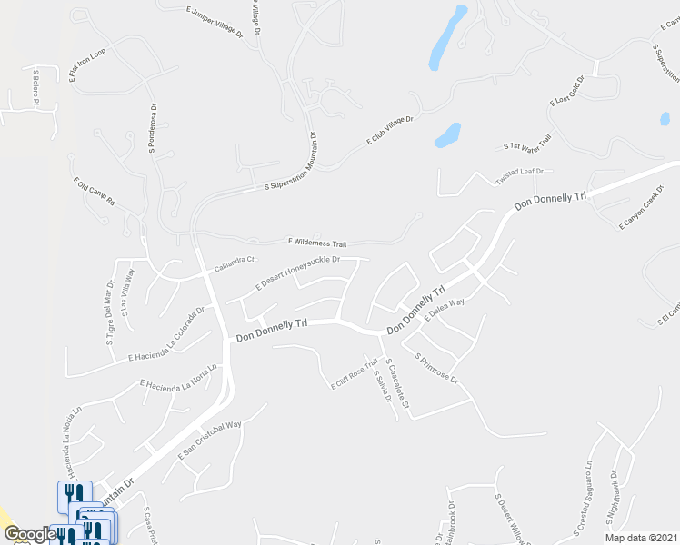 map of restaurants, bars, coffee shops, grocery stores, and more near 7654 East Globemallow Lane in Gold Canyon