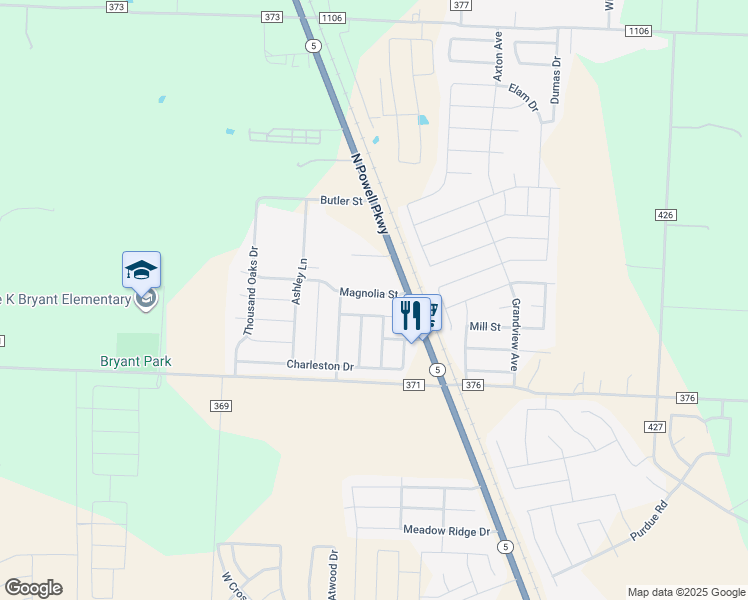 map of restaurants, bars, coffee shops, grocery stores, and more near 113 Magnolia Street in Anna