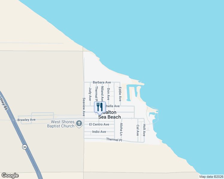 map of restaurants, bars, coffee shops, grocery stores, and more near 3441 Santa Rosa Avenue in Thermal