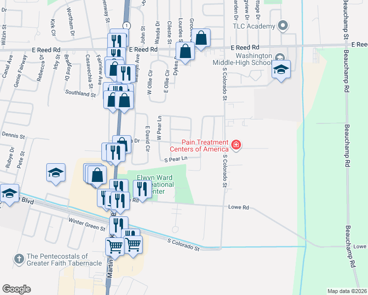 map of restaurants, bars, coffee shops, grocery stores, and more near 1735 Lisa Dr in Greenville