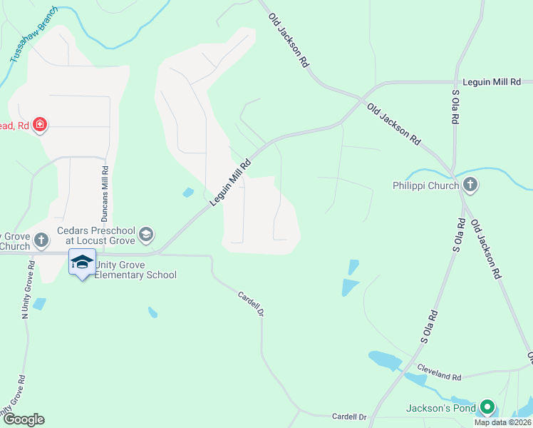 map of restaurants, bars, coffee shops, grocery stores, and more near 175 Old Mill Drive in Locust Grove