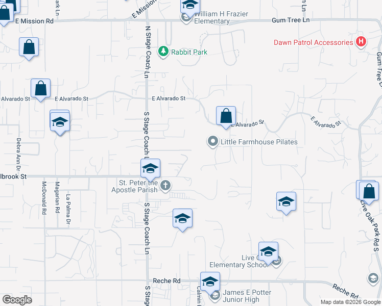 map of restaurants, bars, coffee shops, grocery stores, and more near 310 Vía Soplador in Fallbrook