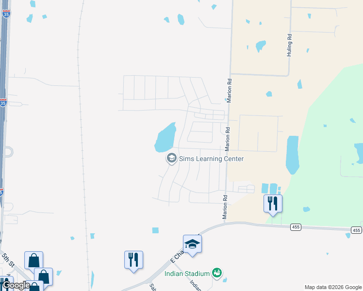 map of restaurants, bars, coffee shops, grocery stores, and more near 4900 Lake Park Drive in Sanger