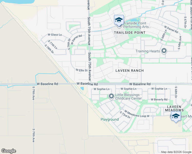 map of restaurants, bars, coffee shops, grocery stores, and more near 7407 West Darrow Street in Phoenix