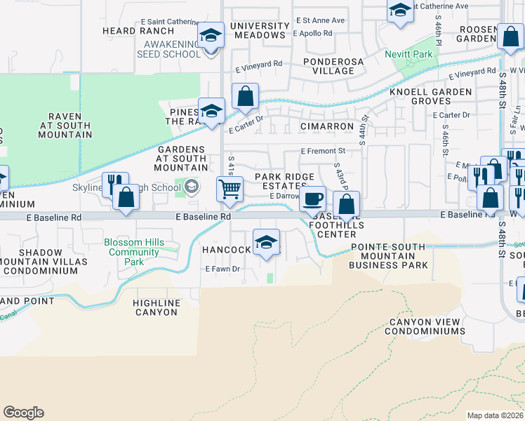 map of restaurants, bars, coffee shops, grocery stores, and more near in Phoenix