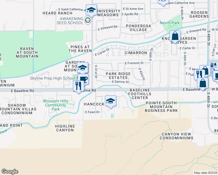 map of restaurants, bars, coffee shops, grocery stores, and more near in Phoenix