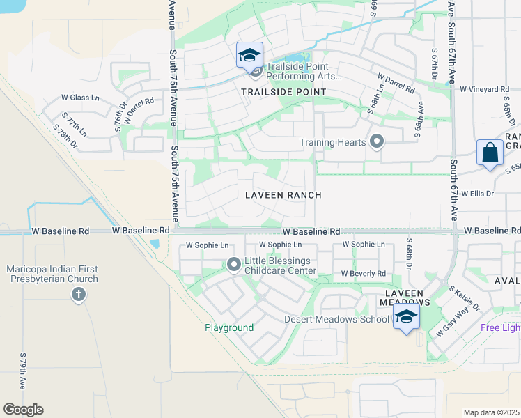 map of restaurants, bars, coffee shops, grocery stores, and more near 7227 West Darrow Street in Phoenix