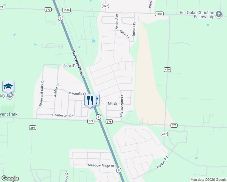 map of restaurants, bars, coffee shops, grocery stores, and more near 132 Lamont Road in Anna