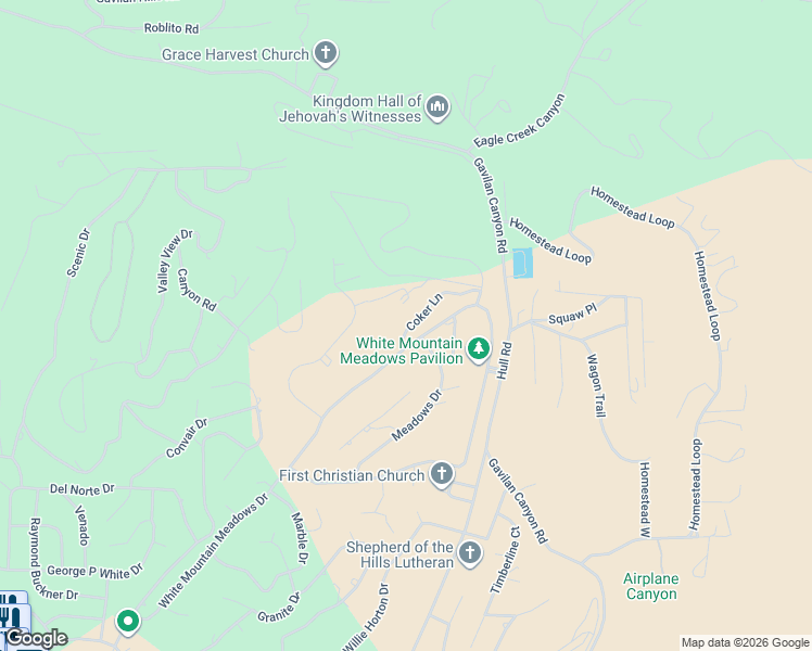map of restaurants, bars, coffee shops, grocery stores, and more near 101-135 Meadows Drive in Ruidoso