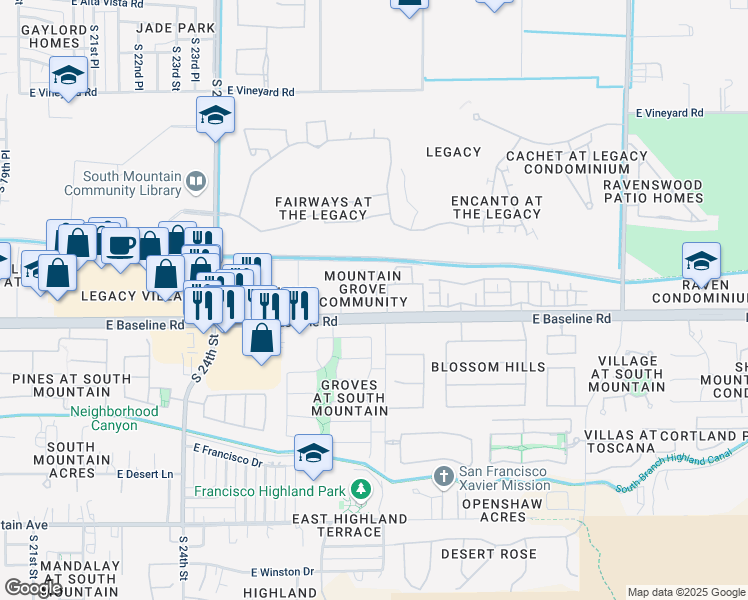 map of restaurants, bars, coffee shops, grocery stores, and more near in Phoenix