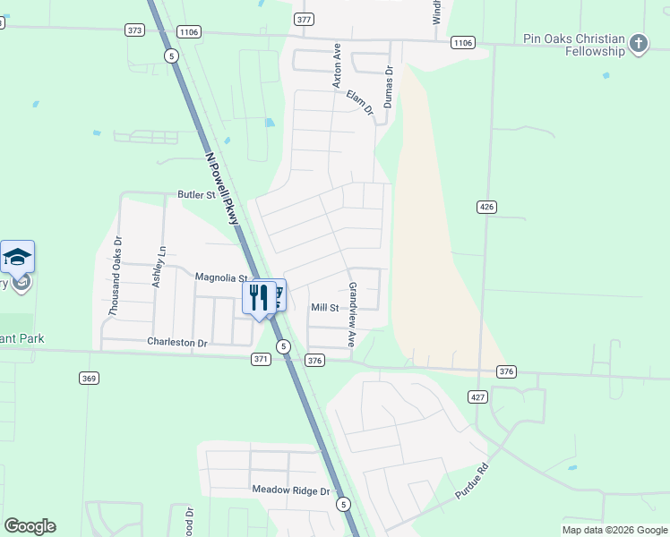 map of restaurants, bars, coffee shops, grocery stores, and more near 149 Perkins Court in Anna
