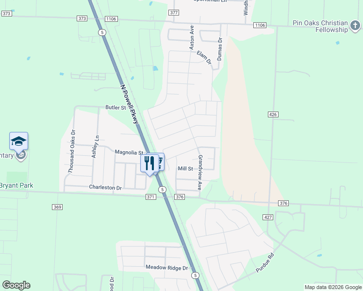 map of restaurants, bars, coffee shops, grocery stores, and more near 132 Lamont Road in Anna