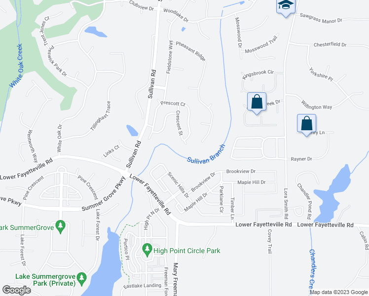 map of restaurants, bars, coffee shops, grocery stores, and more near 89 Crescent Street in Newnan