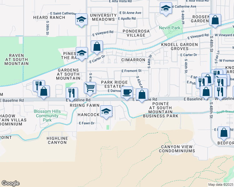 map of restaurants, bars, coffee shops, grocery stores, and more near 4238 East Cesar Chavez in Boulevard