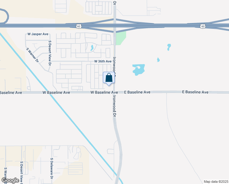 map of restaurants, bars, coffee shops, grocery stores, and more near E Baseline Rd & S Ironwood Dr in Apache Junction
