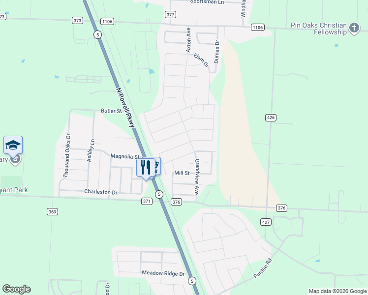 map of restaurants, bars, coffee shops, grocery stores, and more near 148 Aaron Street in Anna