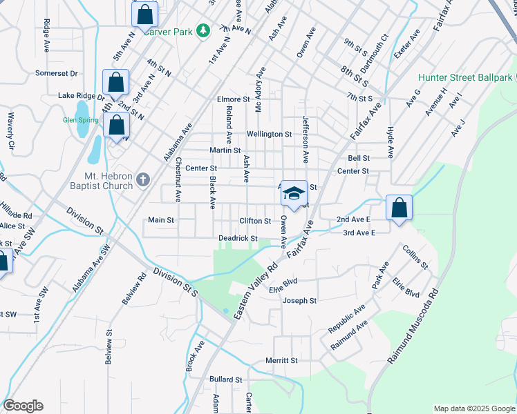 map of restaurants, bars, coffee shops, grocery stores, and more near 228 Ray Street in Bessemer