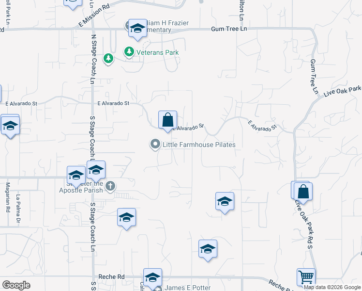 map of restaurants, bars, coffee shops, grocery stores, and more near 2026 Tudor Lane in Fallbrook