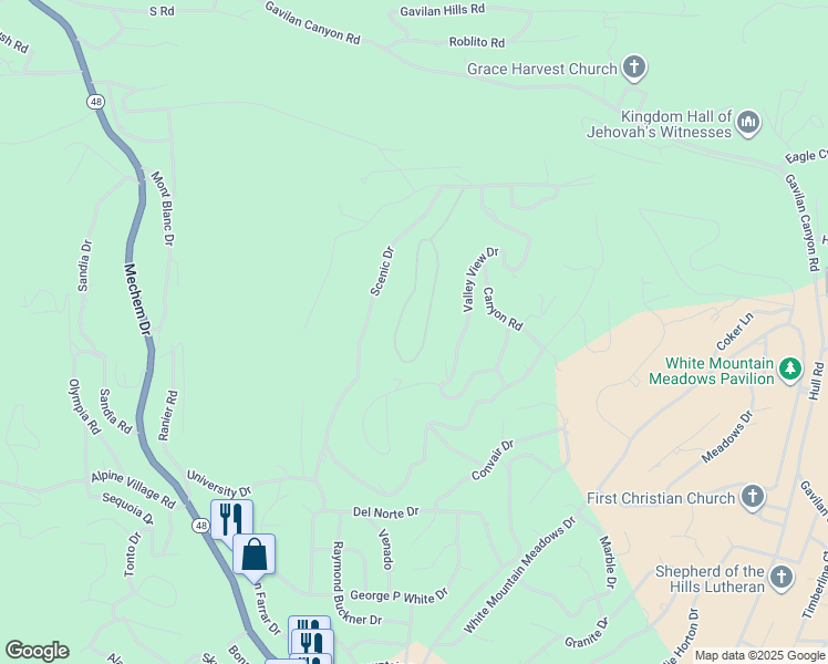 map of restaurants, bars, coffee shops, grocery stores, and more near 167-267 Valley View Drive in Ruidoso