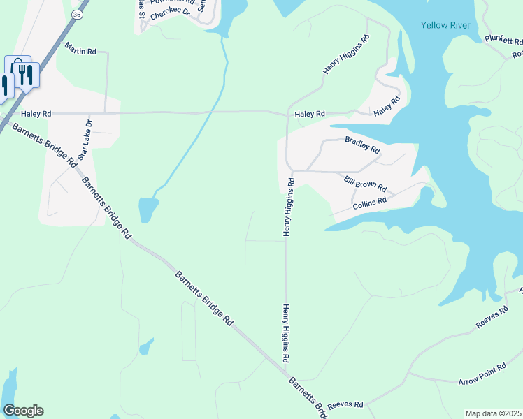 map of restaurants, bars, coffee shops, grocery stores, and more near 220 Sugar Hill Court in Jackson