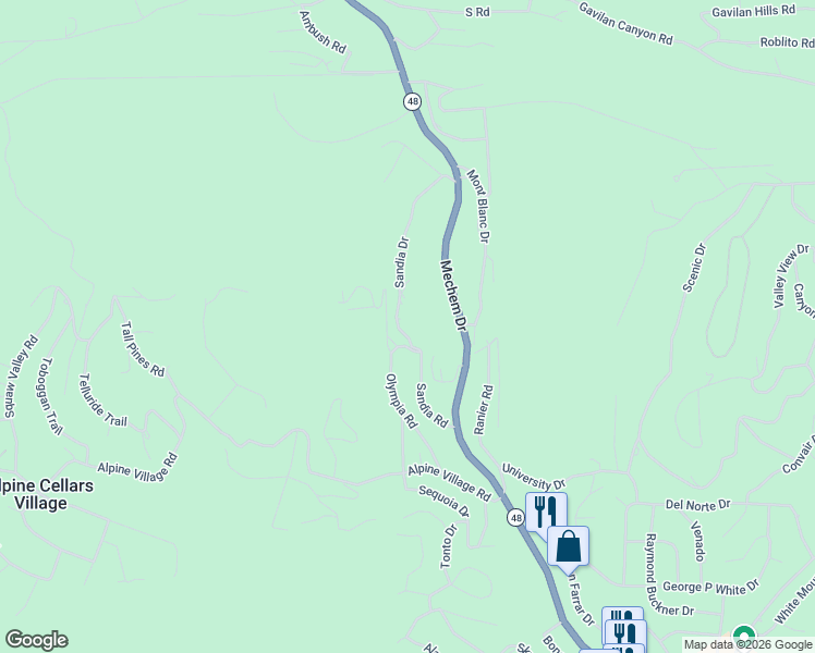 map of restaurants, bars, coffee shops, grocery stores, and more near 201-227 Sandia Drive in Ruidoso