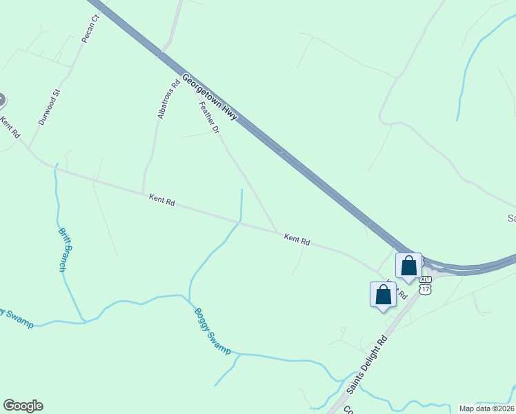 map of restaurants, bars, coffee shops, grocery stores, and more near 120 Feather Drive in Georgetown