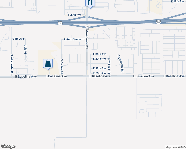 map of restaurants, bars, coffee shops, grocery stores, and more near 1710 East 39th Avenue in Apache Junction