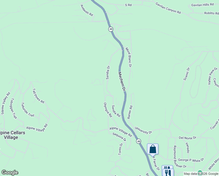 map of restaurants, bars, coffee shops, grocery stores, and more near 201-227 Sandia Drive in Ruidoso