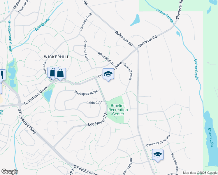 map of restaurants, bars, coffee shops, grocery stores, and more near 101 Crosstown Drive in Peachtree City