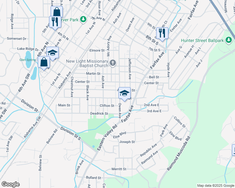 map of restaurants, bars, coffee shops, grocery stores, and more near 220 Owen Ave in Bessemer